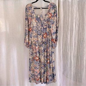 Anthropologie Floral Long Sleeve Dress - Multicolor